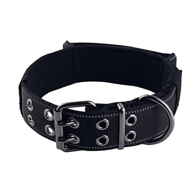 Yunleparks Reflective Dog Collar Heavy Duty Tactical with Control Handle and Metal Buckle for Dog Training(Medium, Black) - Image 1