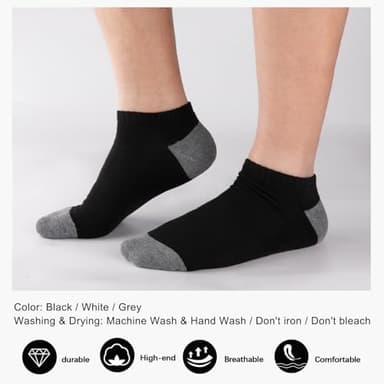 COOVAN 10 Pairs Mens Cushion Ankle Socks Men 10 Pack Low Cut Comfort Breathable Casual Socks - Image 6