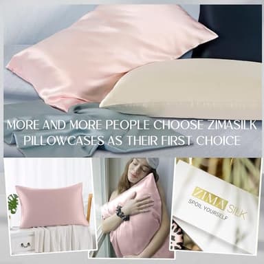 ZIMASILK 100% Pure Mulberry Silk Pillowcase for Hair and Skin Health,Soft and Smooth,Both Sides Premium Grade 6A Silk,600 Thread Count,with Hidden Zipper,1pc(Standard 20''x26'',Pink) - Image 6