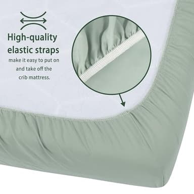 GUNTAIL Pack and Play Sheets Fitted, 2 Pack Pack n Play Sheets for Graco Pack n Play Mattress, Unisex Playard Sheets for Boys Girls (Brown & Green, 38 X 26 Inch) - Image 4