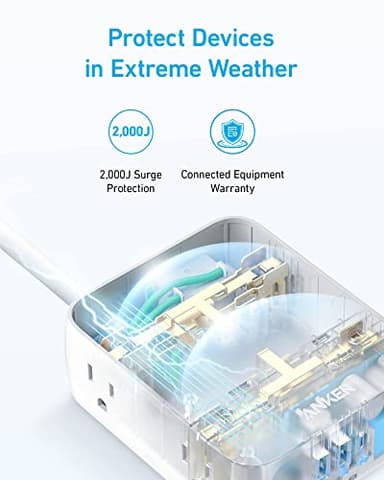 Anker Power Strip with USB Ports,5Ft,Surge Protector(2000J),8 Widely Outlet Extender, 2 USB-A Ports and 1 USB-C Port, Works with iPhone 16/16 Plus/16 Pro/16 Pro Max,for Home, Office, TUV Listed - Image 4