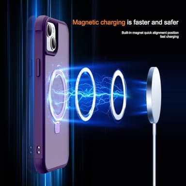 SKYLMW Compatible with iPhone 15 Case with Invisible Magnetic O-Ring Stand Military-Grade Translucent Case for iPhone 15 6.1" [Compatible with Mag-Safe][Great Grip Feeling], Purple - Image 3