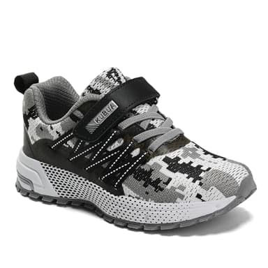 Kids Sneakers for Boys Girls Running Tennis Shoes Lightweight Breathable Sport Athletic Camouflage Grey A Size US 12 Little Kid - Image 6