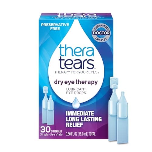 TheraTears Dry Eye Therapy Lubricating Eye Drops for Dry Eyes, Preservative Free eye drops, 30 Single-Use Vials - Image 1