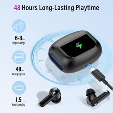 Wireless Earbuds, Bluetooth 5.4 Headphones with Multifunctional Touch Screen, 48H Bass Stereo Ear Buds with ANC/ENC Noise Cancelling/Transparency Mode, IPX7 Earphones with 5 EQ Modes for iOS Android - Image 6