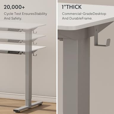 FLEXISPOT EN1 Whole-Piece Standing Desk, 40" x 24" Electric Height Adjustable Heavy Duty Steel Stand Up Desk (Black Frame + White Top, 2 Packages) - Image 5