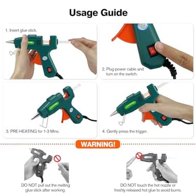 SHJADE Hot Glue Gun with 30 Glue Sticks, Fast Preheating Hot Melt Gun, Mini Glue Gun Kit for Kids DIY School Craft Projects and Quick Home Repairs, 20W Green - Image 3