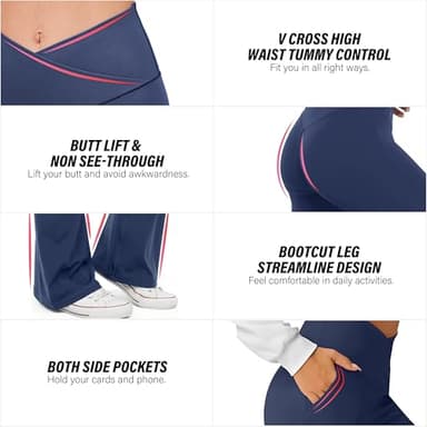 HEGALY Women's Flare Yoga Pants - Crossover Flare Leggings Buttery Soft High Waisted Workout Casual Bootcut Pants - Image 3