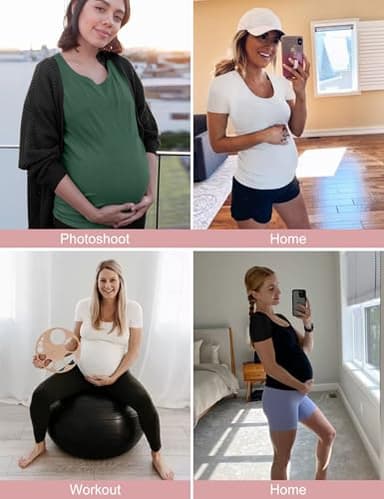 Peauty Summer Maternity Clothes Maternity Shirts Maternity Workout Tops White Maternity Tops & Tees Maternity Scrubs Maternity Blouse（Black+White+Green M） - Image 2