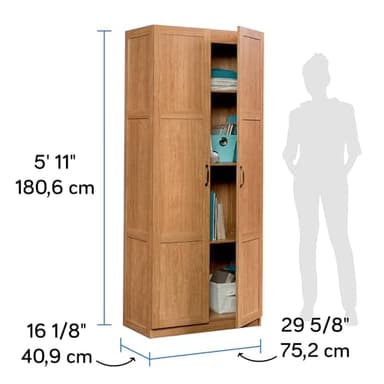 Sauder Select Storage Cabinet, Pantry Cabinet Kitchen Storage with Adjustable Shelves, Bathroom Storage Cabinet, in Highland Oak - Image 3