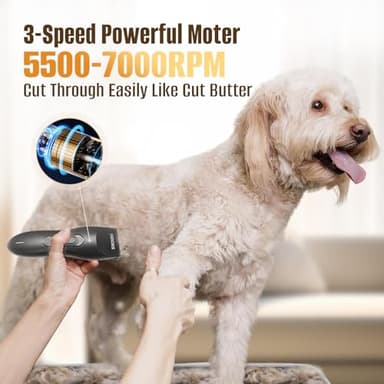 Dog Clippers for Grooming, 2200mAh Dog Shaver Clippers Kit Low Noise, Rechargeable Cordless Electric Trimmer Quiet Hair Clippers Set for Dogs Cats Pets - Image 2