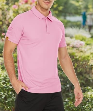 V VALANCH Mens Polo Shirts Short Sleeve Moisture Wicking Golf Polo Athletic Collared Shirt Tennis T-Shirt Tops Pink 5X - Image 7