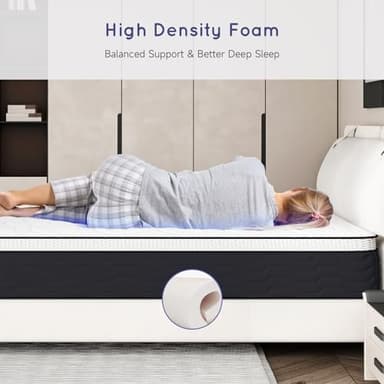 Z-hom King Mattress 14 Inch, Hybrid Spring Mattress in a Box, Foam Innerspring with Motion Isolation & Pressure Relief for King Bed Frames, Medium Soft, White Grey - Image 5
