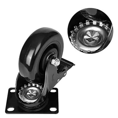 Moogiitools 4" Swivel Rubber Caster Wheels with Safety Dual Locking Heavy Duty 1800lbs Casters Set of 4 Black (All with Brake) - Image 4