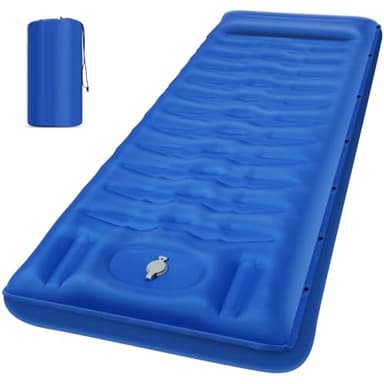 GLMNES Sleeping Pad, Ultralight Thicken Inflatable Sleeping Pad for Camping, Built-in Pump, Great for Camping, Hiking, Carry Bag, Repair Kit, Compact & Lightweight Air Mattress(Blue) - Image 1