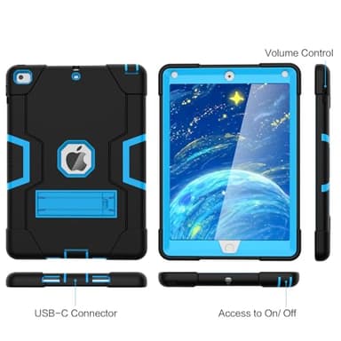 OKP Case for iPad 6th Generation/iPad 5th Generation/iPad 9.7 inch/iPad Air 2, Shockproof Case for iPad 9.7 inch 2018/2017 with Kickstand, Black+Blue - Image 7