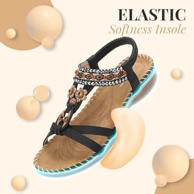 Littleplum Sandals for Women Arch Support Handmade Sandals Women's Summer Beach Sandals Comfort Walking Shoes Bohemian Flip Flops Womens Sandals Black Size 10 - Image 6