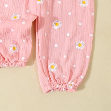 Kaipiclos Newborn Baby Girl Fall Outfits Letter Rib Knit Romper Daisy Belted Pants Headband Infant Clothes 0 3 6 12 18 Months (Pink, 12-18 Months) - Image 7