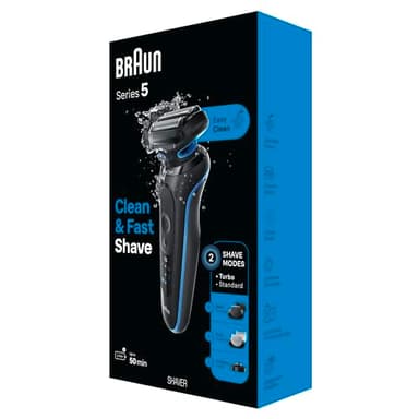 Braun Electric Shaver for Men, Series 5 5150cs, Wet & Dry Shave, Turbo Shaving Mode, Foil Shaver, with Beard Trimmer, Body Groomer and Charging Stand, Blue - Image 9
