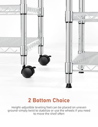 Simple Deluxe 3-Tier Storage Shelves, 750 Lbs Loading Capacity, 24.02" W x 13.78" D x 29.92" H Shelving Unit for Garage, Pantry and Kitchen, Chrome - Image 7