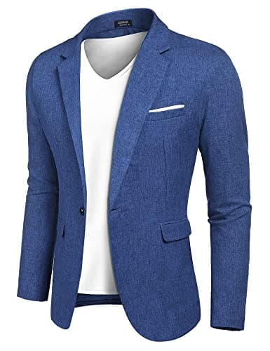 COOFANDY Men's Blazer Casual Sport Coats Slim Fit One Button Suit Jacket Lightweight Sports Jacket (Royal Blue,Small) - Image 1