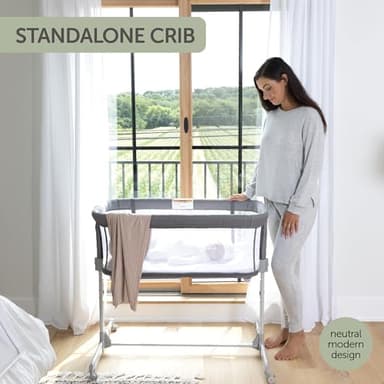 KoolerThings 3 in 1 Baby Bassinet, Bedside Sleeper, & Playpen, Easy Folding Portable Crib (Grey)- KoolaBaby (Mesh Bassinet) - Image 4