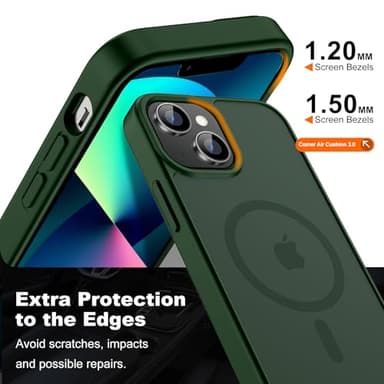Hualele Magnetic for iPhone 13 Mini Case & iPhone 12 Mini Case,Compatible with MagSafe, Military Grade Dropproof Translucent Matte Hard Back Soft Edge Slim Phone Case iPhone 13/12 Mini,Dark Green - Image 6