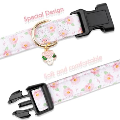 Faygarsle Floral Rose Patterned Cotton Dog Collar for Small, Medium, Large Boys Girls Dogs S - Image 4