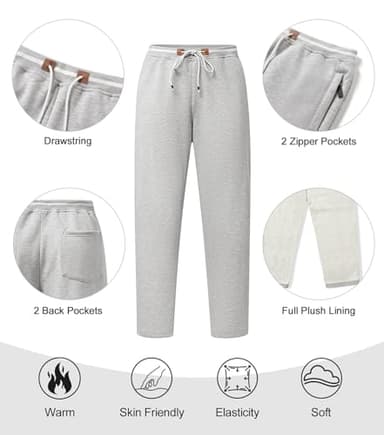 3rd hill Mens Sweatpants with Zipper Pockets Soft Fleece Lined Active Joggers Drawstring Waist Athletic Running Yoga Pants Light Grey - Image 4