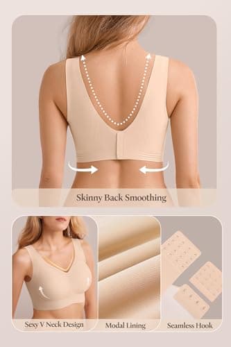 Bras for Women No Underwire Push Up Bralettes Wireless Supportive Tshirt Bras Seamless Wirefree Comfy for Everyday (Nude,L) - Image 4