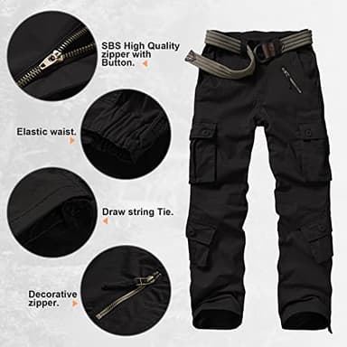 Alfiudad Womens Cargo Pants with Pockets, Women's Casual Military Army Hiking Combat Tactical Work Pants Trousers,Black,27(US 4) - Image 3