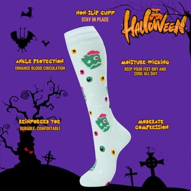 fenglaoda Compression Socks Women Men 6 Pairs, Knee High Best Support Circulation Socks for Running, Travel, Flight, Nurse - Image 2