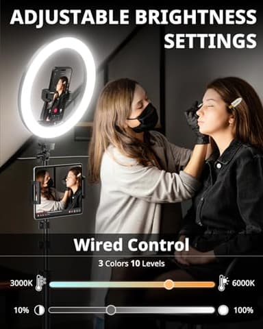 UBeesize 12" Ring Light with 74" Extendable Tripod Stand & iPad, Phone Holder, LED Circle Light with Phone,Tablet Holder for Video Recording, Photography, Live Stream, Makeup, Webcam, TikTok, YouTube - Image 2