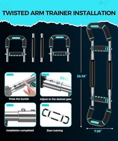 RENRUI Twister Arm Trainer, Adjustable 5 Resistance Levels (40-130 lbs) Chest & Arm Workout Equipment for Men & Women, Ergonomic Home Gym Strength Trainer with Anti-Slip Handles & Carry Bag (Blue) - Image 5