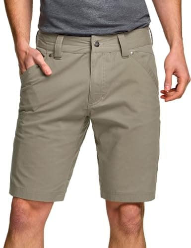 CQR Men's Stretch Utility Shorts, Lightweight Quick Dry Casual Shorts, Hiking Golf Cargo Shorts with Zipper Pockets, Sedona Shorts Tan, 42W x 10L - Image 1