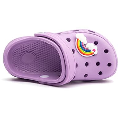 WOUEOI Kid's Girls Boys Clogs Garden Shoes Cartoon Slides Sandals Beach Slipper Children(D-Light Purple,5 Toddler) - Image 4