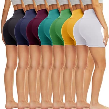 TNNZEET 7 Pack Biker Shorts for Women - 5''/8''/3'' High Waisted Workout Tummy Control Spandex Gym Shorts for Yoga Athletic - Image 1