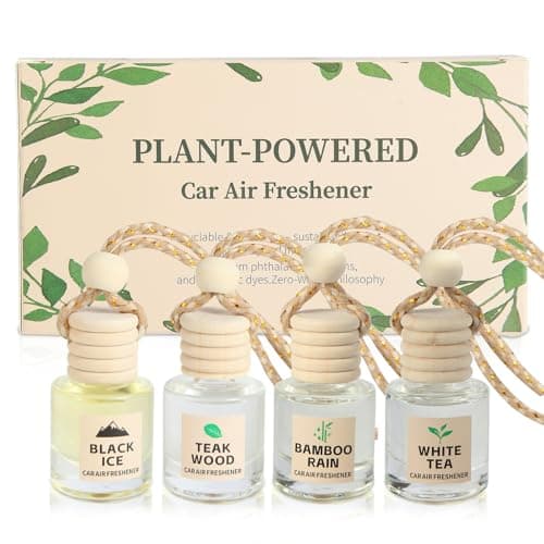 Car Air Freshener Oil Diffuser - Hanging Long Lasting Scent for Car & Home, Essential Oil Freshener with Adjustable Fragrance (Teak Wood+Black Ice+Bamboo Rain+White Tea) - Image 1
