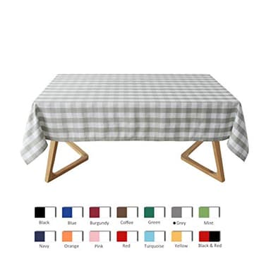 maxmill Square Checkered Tablecloth Water Resistance Antiwrinkle Spillproof Heavy Weight Gingham Table Cloth Buffalo Plaid for Buffet Banquet Parties Holiday Dinner 70 x 70 Inch Grey and White - Image 4