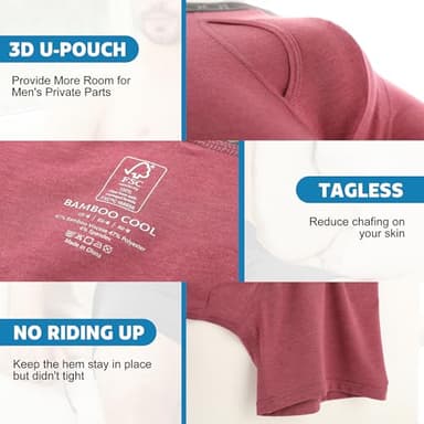 BAMBOO COOL Moisture-Wicking Soft Men's Underwear Boxer Briefs for Men With Open Fly Pouch (6 pack) L - Image 3