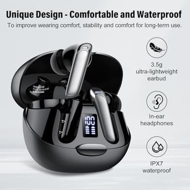 Puqo AI Language Translation Earbuds, 3-in-1 Translator Earbuds Real Time with 4 Translation Modes with APP, 164 Language Bluetooth 5.3 Headphones Translating Device for Travel/Business/Leaning, Black - Image 8