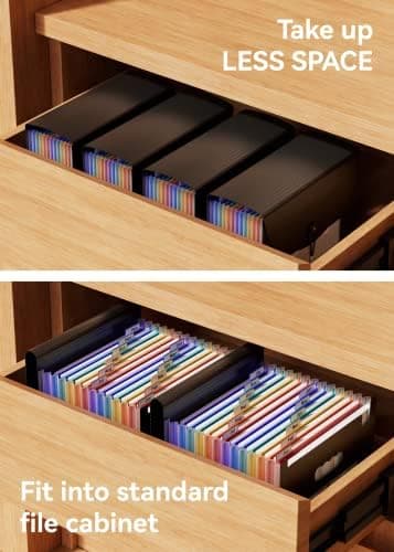 ABC life 12 Pockets Accordion File Organizer, Expanding File Folders, Portable Monthly Bill Receipt Organizer with Colorful A-Z Tabs, Desktop Folders Letter A4 Paper Document Storage for Home Office - Image 7