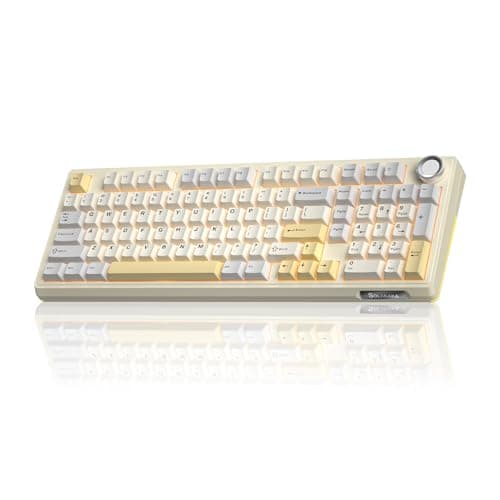 SOLAKAKA KI99 Pro 96% Wireless Mechanical Keyboard, RGB Gaming Keyboard, Hot-Swappable Pre-Lubed Switches, Gasket Structure Creamy Keyboards (Beige-White, Non-Silent Version) - Image 1