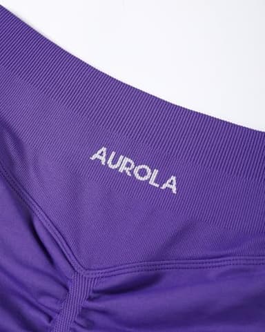 AUROLA Influence Collection Workout Shorts for Women,No Roll Up New Scrunch Seamless Gym Short-3.5" Inseam, Dark Purple, S - Image 3