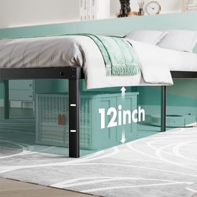Sweetcrispy Full Bed Frame - 14 Inch Metal Platform Bed Frames for with Storage Space Under Base, Sturdy Steel Slat Support, No Box Spring Needed - Image 4