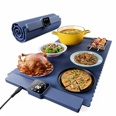 Relixcozy Food Warming Mat for Food, Electric Warming Tray with 5 Temp-Settings to Keep Food Warm at Party, Foldable Heating Pad for Food – Easy Storage, Silicone Food Warming Pad, Easy to Clean - Image 1