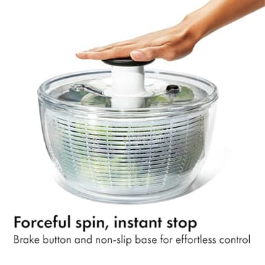 OXO Good Grips Salad Spinner | Lettuce Spinner | Fruit Washer | Fruit Washing Bowl with Strainer | Vegetable Cleaner | Salad Cleaner | Lettuce Washer | 6.22 Quart Capacity - Image 4