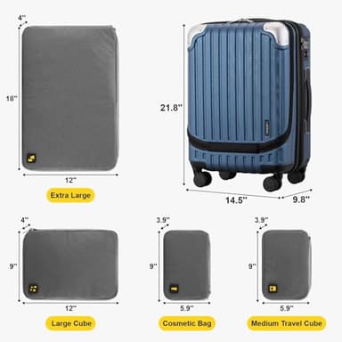 LEVEL8 Grace Carry On Luggage Airline Approved, 20 Inch Expandable Hardside Carry On Suitcase With Wheels, Abs+Pc Small Luggage with Tsa Lock, Blue, 20-Inch - Image 2