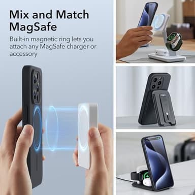 ESR for iPhone 15 Pro Max Case with MagSafe, Supports Magnetic Charging, Slim Liquid Silicone Case, Shock Absorbing, Screen and Camera Protection, Cloud Series, Black - Image 8