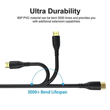 Jorenca 8K4K HDMI Cable 10ft(HDMI 2.1,8k@60hz,48gbps&4k@120hz,18gbps)Ultra High Speed Gold Plated Connectors,Ethernet Audio Return,Video 8K4K,Full HD1080p,3D Compatible with HDTV,Blu-Ray,PS3/4/5/9,ect - Image 4